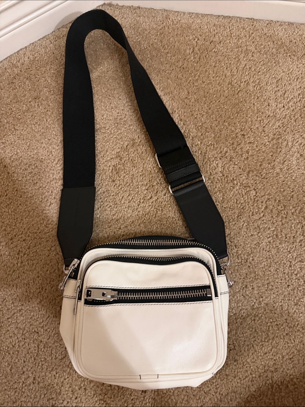 Alexander Wang White camera Bag with Black Strap